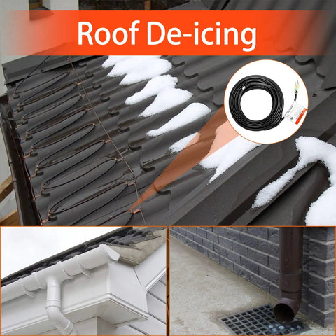 Roof de-icing with Industrial-Grade Self Regulating Heating Cable, 100 Feet, 120V, Wet Or Dry Use, Heavy-Duty Workhorse Build, Cold Lead 10 Feet