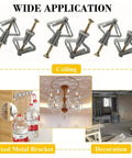 Diagram showing 100 Pack Self Drilling Anchor Screws M3.5 Hollow Wall Kit With Expansion Tubes And Zinc Plated Screws No Tools Needed For Quick DIY Mounting on ceilings and brackets.
