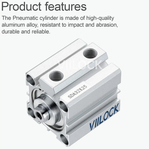Pneumatic Air Cylinder 32mm Bore 25mm Stroke Double Action SDA 32x25 Aluminum Alloy Built Tough And Rugged For Industrial Use