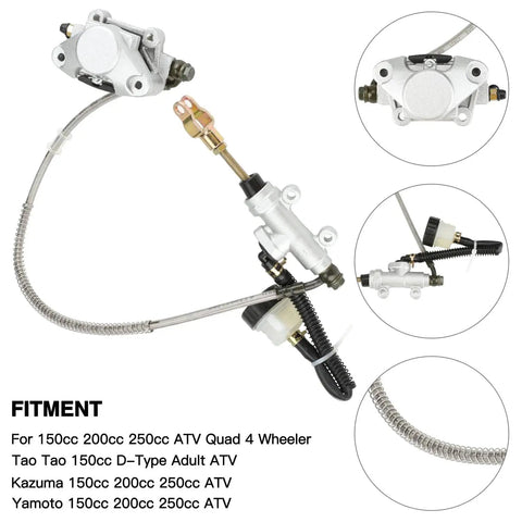 Rear Foot Disc Hydraulic Brake Master Cylinder Caliper Assembly Fits 150cc 200cc 250cc Go Karts ATVs Quad Bikes Dune Buggy