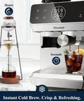 Twenty Bar Bean To Cup Espresso Machine With Built In Conical Burr Grinder Delivering Forty Four Precision Grind Settings And A Clever Touchscreen Interface For Game Changing Daily Latte Creations At Home with cold brew feature.
