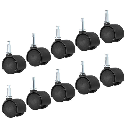 1 Inch Nylon Swivel Stem Casters 10 Pack With 360 Degree Insert Wheels for Chairs Shelves And Furniture Replacement 13 Kg Capacity Per Caster Floor Friendly Durable Nylon Rollers Black