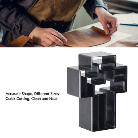 Craftsman using Cross Shape Leather Cutting Die Kit For DIY Leather Crafts Manual Punch Tool Set In Alloy Steel at a workbench