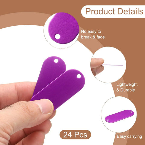 24 Pack Aluminum Engraving Blanks Tags Oval Dog Tag Blanks With Two Holes For DIY Personalized Pet ID Tags Purple Craft Supplies