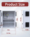 Beefy Vented Steel Electrical Enclosure Loaded With 12V Fan Thermostat Cooling Kit Nema 4X IP65 dimensions showing 18x14x9.8 inches.