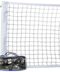 Heavy Duty Outdoor Volleyball Net For Backyard Showdown 32 Ft Long By 3 Ft High With Reinforced Side Tapes Durable Weather Resistant Polyethylene PVC Mesh Net Portable Beach Replacement Poles Not Included shown with carrying case.