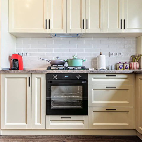 Cream kitchen with 25 Pack Solid 3 Inch Square Cabinet Handles Oil Rubbed Bronze Drawer Pulls For Kitchen Cupboards
