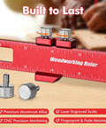 3 Piece Woodworking Straightedge Ruler Set With Sliding Stop Blocks Dead On Accuracy Laser Etched Inch And Metric Scales for fine carpentry, premium aluminum alloy with laser engraved scale.