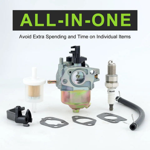 Carburetor for Predator Generators with fuel filter and spark plug, fits 212cc and 208cc engines, plug and play replacement