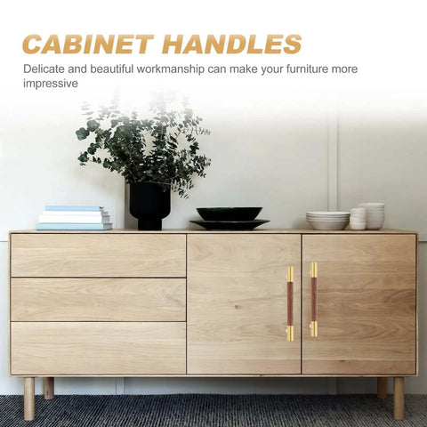 Brass Cabinet Pulls With Solid Black Walnut Wood Backings 195mm Length 160mm Center To Center Holes Vintage Style Drawer Handles