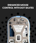 Ultra Lightweight Wireless Gaming Mouse Featuring CrazyLight Tech Featherweight 39g Build underside view with dot skates for enhanced control.