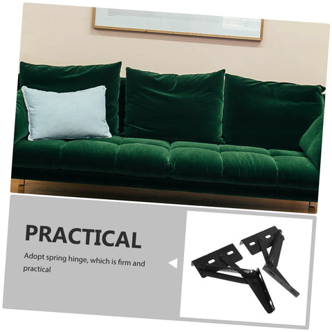 spring-loaded folding sofa hinges on green velvet couch