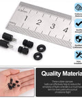 36 Piece Anti Vibration Standoff Set With M3 Screws Rubber Damper Balls And M7 O Rings For Flight Controller Mounts shown next to ruler and hand for scale