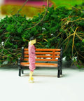 Eight Piece 1 To 24 Scale Mini Park Street Bench Set For Dollhouse And Fairy Garden Brown Tiny Benches For Train Platform with figure