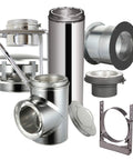 6 Inch Class A Double Wall Through The Wall Kit With Flat Top Chimney Cap 304 Stainless Steel Insulated Pipe And Adjustable Bracket