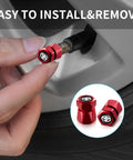 Installation of Toyota Tire Valve Stem Caps 4 Pack Aluminum Alloy Red Car Wheel Air Caps For Corolla RAV4 Highlander