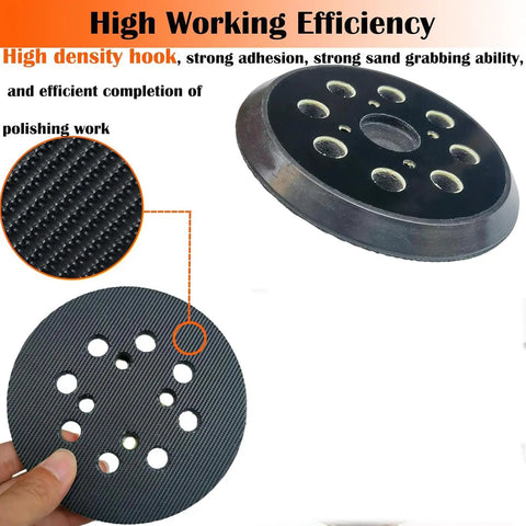5 Inch Hook And Loop Sander Pad For 5 Inch Orbit Sanders With 8 Hole Dust Pattern Replacement Pad That Fits R2600 R2601 showing close-up