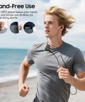 Man jogging on beach with Clip-On MP3 Player With LED Light, 8GB Mini Music Player For Sports, Gym, Running And Jogging, Lossless Sound Quality