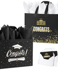 Two Pack 13 Inch Graduation Gift Bags With Tissue Paper And Cards, Reusable Nonwoven Gift Bags With Handles, Congrats Grad Gift Wrap Set For High School And College