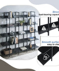 Five Tier Open Bookcase With Industrial Steel Frame And MDF Shelves, wide display storage, sturdy black shelves for decor and books