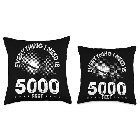 Black glider pilot throw pillow with 'Everything I Need is 5000 Feet' text, for aviation enthusiasts' home decor.