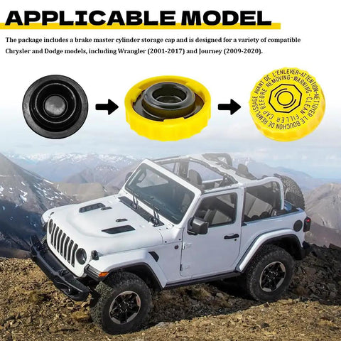 Brake Master Cylinder Reservoir Cap For Dodge Jeep Chrysler Replacement Filler Cap Direct Fit For OEM 4683656AB shown on Jeep