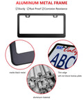 Two Pack Black Aluminum License Plate Frames For Cars with matte finish, thin edge, aluminum material, rust proof and scratch resistant.
