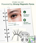 Close-up of eye with All In One Magnetic Eyelashes Kit With Applicator And Lash Fixer HX08 showing secure fit and packaging.