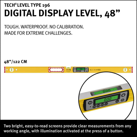 High Performance Digital Spirit Level With Crisp Illuminated Dual Screens And Beefy 48 Inch Hardcore Jobsite Beast Offering Solid IP67 Waterproof Dustproof Measurements For Every Crew