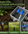Built Damn Tough Waterproof Wire Connectors With Thick Silicone Sealant For Landscape Lighting And Irrigation Sprinkler Wiring Low Voltage Nut Caps 22 To 8 AWG 10 Pack inside outdoor junction box with wires