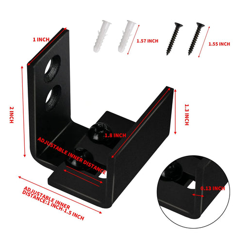 2 Pack Solid U Shaped Guide Wheel Set With Flush Flat Bottom For Sliding Doors And Cupboards, Matte Black Finish