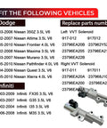 Engine Variable Valve Timing VVT Solenoid for Nissan Altima Maxima Murano Pathfinder Frontier Quest Infiniti I35 3.5L 4.0L shown with replacement part numbers and compatible vehicle list.