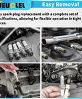 Magnetic Swivel Spark Plug Socket Set 3/8 Inch Drive 12 Point With Extension Kit Includes 14mm Four Inch Thin Wall 9/16 Inch Six Inch And 5/8 Inch Ten Inch Extensions For Quick Auto Fixes, spark plug removal in engine bay