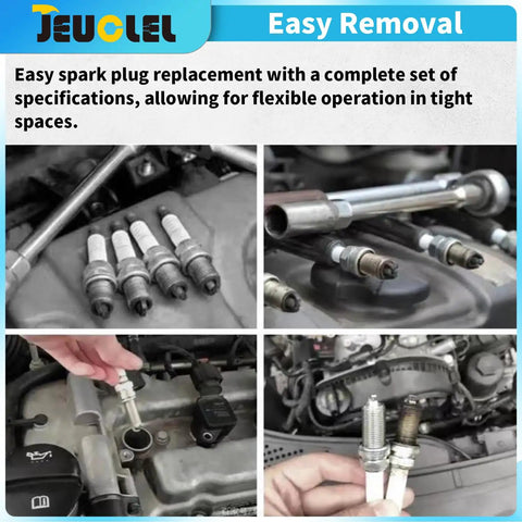 Magnetic Swivel Spark Plug Socket Set 3/8 Inch Drive 12 Point With Extension Kit Includes 14mm Four Inch Thin Wall 9/16 Inch Six Inch And 5/8 Inch Ten Inch Extensions For Quick Auto Fixes, spark plug removal in engine bay