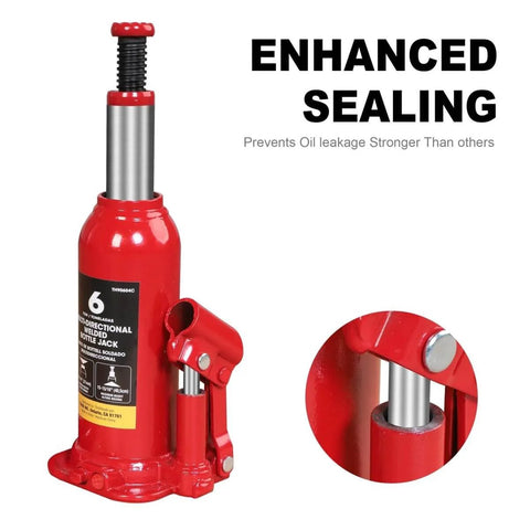 Horizontal And Vertical 6 Ton Hydraulic Bottle Jack For Cars Dual Purpose Welded Car Jack With 12000 Lbs Lift Capacity Red Finish
