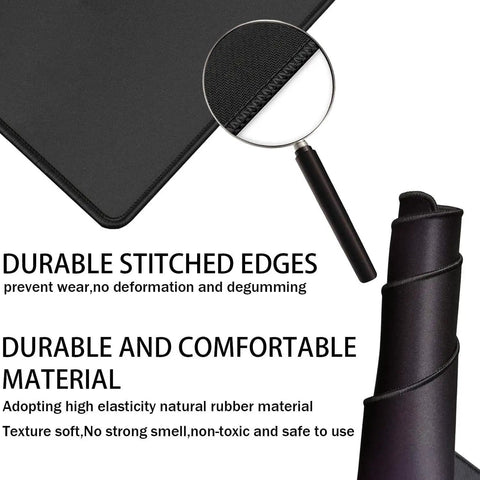 Close-up of Giant XXL Waterproof Gaming Mouse Pad with Stitched Edge Non Slip Desk Mat, showing material and stitching detail.