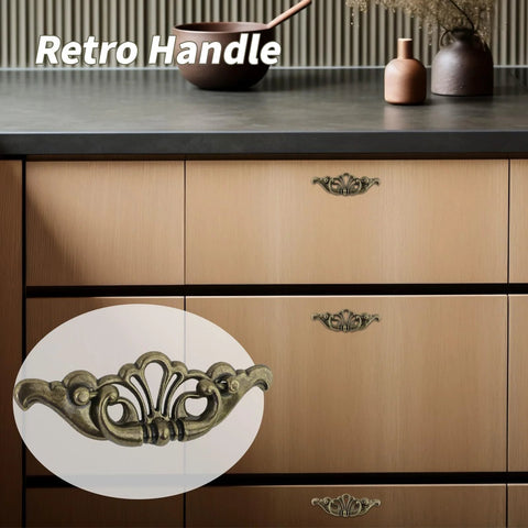 2-Pack 6 Inch Antique Drawer Pulls With 3.43 Inch Hole Spacing Hollow Pattern Zinc Alloy Decorative Cabinet Handles on dresser