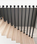 Heavy Duty Wrought Iron Stair Handrail With L Shaped Bracket Rock Solid Galvanized Steel Staircase Railing for Lofts, 4 Ft setup.