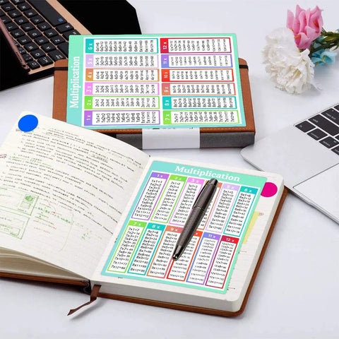 Multiplication Chart Stickers 4 By 5 Inch Large Educational Math Labels For Kids 50 Pack Classroom Posters on notebooks