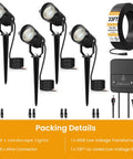 Image of Low Voltage Landscape Lighting Kit Plug And Play With Dusk To Dawn Transformer, 4-pack LED spotlights and 33-foot wire.