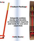 Heavy Duty Pallet Buster Tool With One Piece Handle And Pivoting Head Built Tough For Demolition Deck Board Remover In Package