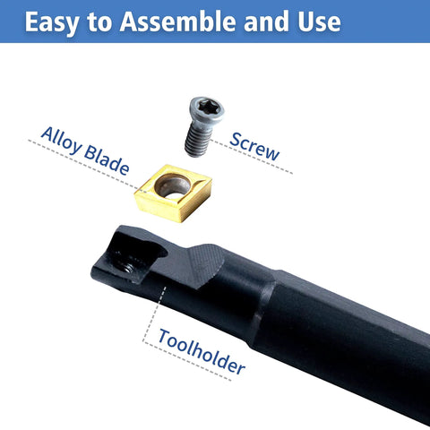 Pro Grade 21 Piece Lathe Tool Set With 7 Half Inch Turning Bars And 14 Indexable Golden Carbide Inserts For Precise Threading And Boring