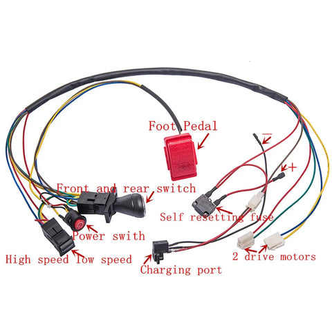Kids Electric Car DIY Kit With Wires Switch Pedal And Overload Protector For Build Your Own Ride On Toy Car No Battery Needed