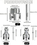 Pro 3 Piece Pvc Pipe Threader Kit For 1/2, 3/4 And 1 Inch Pvc Plastic Pipes showing size dimensions and steel cutter details.