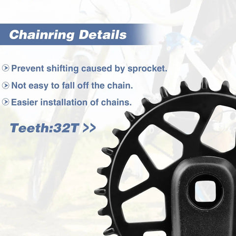 Image showing 32T Chainring Crank Set With 170mm Arm For Mountain Bikes And Student Bicycles, featuring gear details.