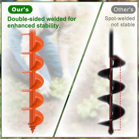 Heavy Duty Garden Auger Drill Bit For Planting Three Inch By Thirty Two Inch Earth Auger With Thick Three Millimeter Blade comparison