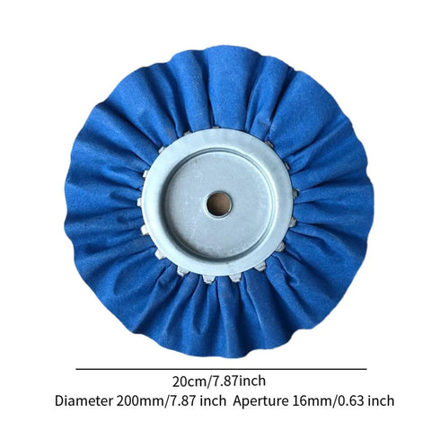 Heavy Duty 3 Airway Buffing Wheel Set With Bench Grinder Polishing Wax Wheels For Metal And Wood, blue wool wheel, 200mm diameter, polishing tool.