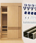 Double Closet Door Track Hardware Kit For Quiet Sliding Adjustable 20 To 158 Inch Aluminum Barn Door System In Champagne Finish