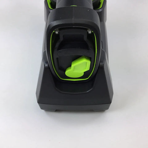 Hardcore Rugged Cordless Barcode Scanner Kit Built For The Grind With Direct Part Marking And Bluetooth 2D 1D Imager Includes Charging Cradle top view of charging base.