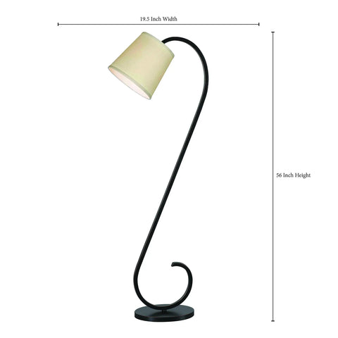 Oil Rubbed Bronze Floor Lamp With Elegant Scroll Design, Casual Modern Vibe For Living Rooms, 56 Inches Tall